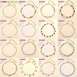 Ankiety 18 Style Boho Bohemia 925 Srebrny łańcuch stóp Urok ręcznie robiony Rainbow Natural Stone wisiorek Długowy łańcuch Regulowany Ankletsl231219