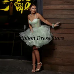 Urban Sexy Dresses Blueribbon Puffy Ruffles Tulle Homecoming Dresses Sweetheart Halter Neck Graduation Party Dress Lace Up Prom Short Gowns 231219