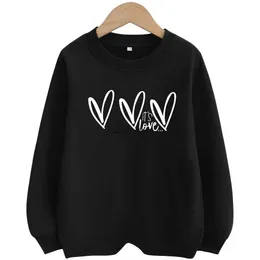 Pullover It's Love Kids Sweatshirt Print Autumn Slim Fit Elastic Fabrics Boys And Girls Crew Neck Black Sweatshirt For ChildrenL231215