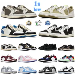 أحذية كرة السلة للرجال 1S صبار منخفض جاك X Golf Black Olive عكسي Mocha عكسي Mocha Sail Black Phantom Pragment UNC Men Women Travels Sports Sholeds 36-47