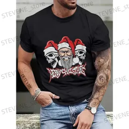 Erkekler Tişörtleri Festivali Noel Tişörtleri Erkekler Kafatası 3D Baskı Erkekler Tişört Kısa Kol Günlük Moda Tshirts Erkek Giyim Noel Tops T231219