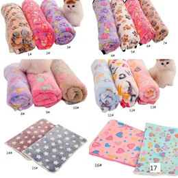 Pets Winter Blanket Floral Pet Sleep Warm Paw Print Towel Dog Cat Puppy Fleece Soft Dog Blanket Multi-size 12 LL