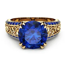 Trauringe, blaue Saphir-Blumenringe, 18 Karat Gold, Finger-Hochzeit, Peridot, Anillos de Edelstein, Rubin, 1 Karat, zierliche Kreisringe für Frauen 231218