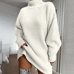 Femmes Pulls Femmes Col Roulé Surdimensionné Robe Tricotée Casual Manches Longues Automne Hiver Taille Haute Pull Lâche Pull Jumper 231219