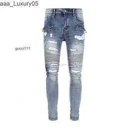 Мужские джинсы amari Blue amirl es amirlies Марка am es amis Джинсовые брюки imiri Jeans amiiri Fashion AM Light Designer Bull Clothing Mx2 Потертый изношенный мотоциклетный соединитель RVXE