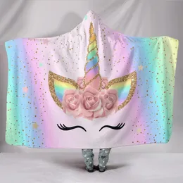 مجموعة Unicorn Pattern Beach Tafel Hat Magic Kildren Cloak Bath Payel Plankle Beach Swim Quickdrying Bathrobe Bathrobe Poncho