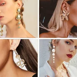 EN Große Metall Gold Farbe Große Perlen Ball Ohrringe Für Frauen Lange Hängen Baumeln Ohrringe Fashion Party Jewelry1278q