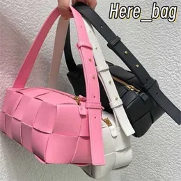 Bolsa xadrez axilas tijolo rosa couro genuíno tecido travesseiro saco cassete um ombro casual bolsa feminina