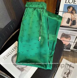 Designer's new casual pants ice silk wide leg pants women's summer thin high waist small fragrance hanging loose straight tube