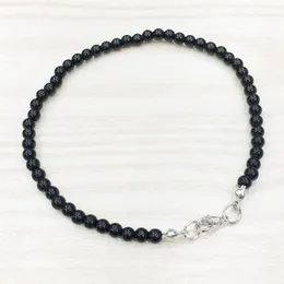 MG0138 WOLL BLACK ONYX ANKLET HANDAMDE天然石マラビーズアンクレット4 mmミニジェムストーンジュエリー321W