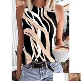 Zbiorniki damskie Camis moda Stripe Flower 3d Print y Tank Tops Kobiety Summer Vintage Sleveless Kamizelka Y2K Streetwear Off Shoder Woman Dro dhkhg