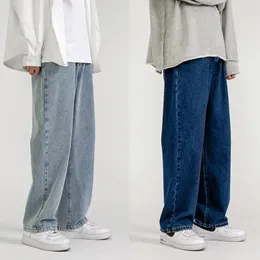 Mens Jeans Korean Fashion Men Wide Leg Spring Streetwear Straight Baggy Denim Pants Mane Brand Trousers 231218