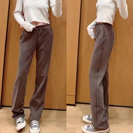 SoftStreme 팬츠 LU-69 Split-Hem Women 's Leggings 드로 스트링 탄성 허리 정렬 조거 바지 쇼 다리 요가 Fiess 타이츠 플레어 그루브 체육관 의류