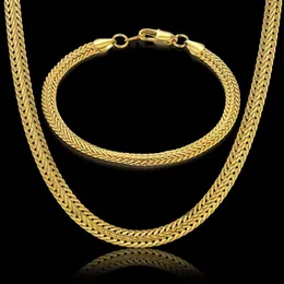 Ohrringe Halskette Männer Frauen Schmuck Set Gold Silber Farbe Armband Curb Cuban Weben Schlangenkette 2021 Whole229C