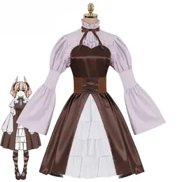 Cosplay -Anime -Kostüm Frier bei der Beerdigung Linie Dämon Clan Girl Perücke Uniform Kleid Set Cosplay für Frauenanzug Halloween Party
