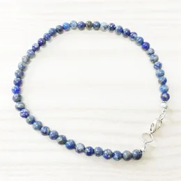 MG0148 Whatle NTural Lapis Lazuli Anklet Handamde Stone Stone Mala's Mala Beads Anklet 4 mm Mini Jewels