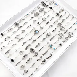 Bandringe 100 teile / los Böhmen Vintage Goldene Silber Überzogene Mix Stil Finger Für Frauen Geschenk Schmuck 231218