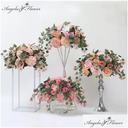 Dekoratif çiçek çelenkleri 35cm wisteria şakayık gül yapay çiçek top centerpieces dekor düğün buket çiçek aranjman b dhylx