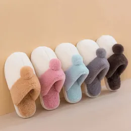 Flat at Women's Winter Cotton Home Rabbit Hair Plush Soft Bottomed Warm and Anti Slip Par Slippers 2 80 fl Pers