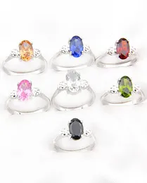 Luckyshine nova moda 5 peças cores mistas casamento presente de noiva anéis de cristal 925 prata colorida zircão elegante para mulheres039s anéis j2863438
