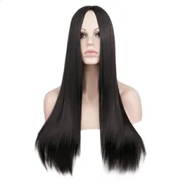Syntetyczne peruki Kobiety syntetyczne 70 cm długie proste cosplay Party Sliver White 100% Wigs Fibre Fair Pargs 231218