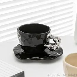 Кружки 1 шт., креативная, светлая, роскошная кружка с ручкой, подарочные предметы домашнего обихода, послеобеденный чай, керамическая чашка для воды, молока, кофе и тарелка