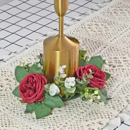 장식용 꽃 Diy Candle Garland 현실적인 장미 촛대 우아한 가정용 결혼식 장식 시뮬레이션 화환 파티