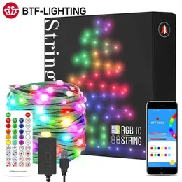 سلسلة أضواء عيد الميلاد الإضاءة WS2812B RGBIC معالجة بشكل فردي لون الحلم الديكور عيد الميلاد LED وحدة USB الطاقة 5V 2216Y