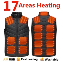 Coletes masculinos 17139 áreas USB aquecido jaqueta homens mulheres colete elétrico aquecimento bodywarmer calor interno veste 231218