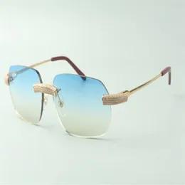 Óculos de sol de grife 3524024 com fios de metal de diamante micro-pavimentados óculos direto s tamanho 18-140mm242Q