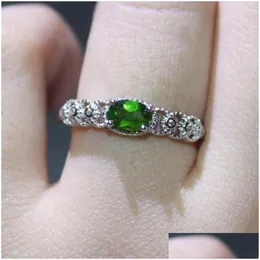 Cluster Rings 925 Sterling Sier Approx4 6Mm Akac Natural Diopside Adjustable Ring Drop Delivery Jewelry Otqqw