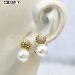 Dangle Chandelier 10 Paar Zirkonia-Ohrringe in Kugelform, metallische Perlen, Perlen-Design, elegantes Geschenk für Frauen, Modeschmuck 30852 231218