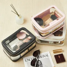 حقائب مستحضرات التجميل حالات Rownyeon Clear Makeup Bag Bag Bag Bag Travel Makeup Case منظم مستحضرات التجميل المحمولة حقيبة شفافة أسود 231219