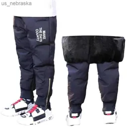 Hosen Winter Jungen Mädchen Daunen Baumwolle Hosen Dicke Warme Kinder Leggings Kinder Warme Daunen Hosen Winddicht Wasserdichte Schnee Hosen 312Y L23