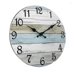 Wall Clocks Clock Bathroom Battery Operated Silent Non Ticking Wooden Coastal-Each Home Decor