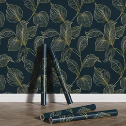 Wallpapers Dark Floral Mural Wallpaper Self Adhesive Removable Home Decor Modern Golden Leaf PVC Peel And Stick