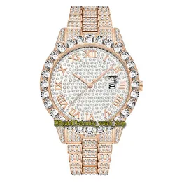 Missfox 2021 eternidade 2643 2 hip hop moda relógios masculinos cz diamante incrustação dial movimento de quartzo relógio masculino gelado fora diamantes liga 282n