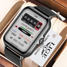 Lige Bluetooth Svar Call Smart Watch Men Full Touch Dial Call Fitness Tracker IP67 Vattentät smartur för män Kvinnor Box 22041275J