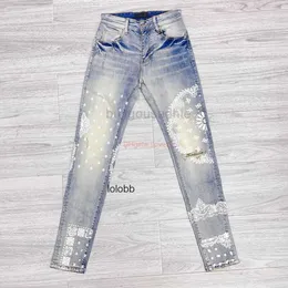 Amari amari amirl Amirl Amirlies العلامة التجارية Am Jeans Amis Fit Imiri Trendy Amiiri Designer ES مع سروال جينز سليم الدنيم المطبوع smal jaw9