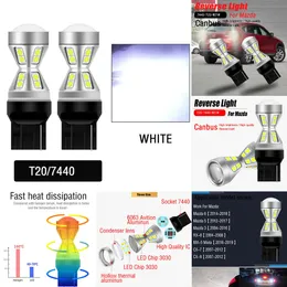 Nya dekorativa lampor 2st W21W 7440 T20 CANBUS INGEN ERROR LED-omvänd ljus Blub Auto Backup Lamp för Mazda 6 GJ GL 5 3 RX-8 MX-5 Miata CX-7 CX-9