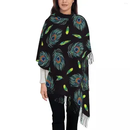 Scarves Peacock Feather Pattern Shawls Wraps For Womens Winter Large Soft Scarf Animal Nature Pashminas Shawl