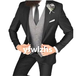 Beau marié Tuxedos un bouton costumes pour hommes pic revers garçons d'honneur mariage/bal/dîner homme Blazer veste pantalon gilet cravate N03011211121