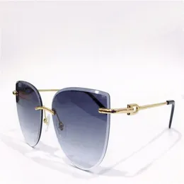 Venta de gafas de sol de diseño de moda 0003RS montura de ojo de gato sin marco patillas de metal estilo vanguardista simple protección uv400 gafas222a