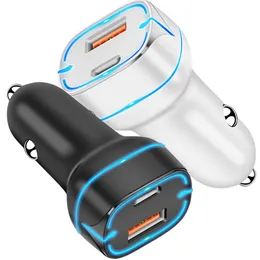 Universelle Dual -USB -Anschlüsse USB -C -Ladegerät Schnellladung Autokalger 20W 12W 2.4a für iPad iPhone 13 14 15 Pro Max Samsung Xiaomi Huawei Android Telefon