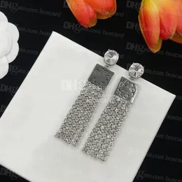 Retro Silver Plated örhängen Fashion Tassel Rhinestone Chic Charm Earrings Studs Anniversary Valentine Födelsedagspresent