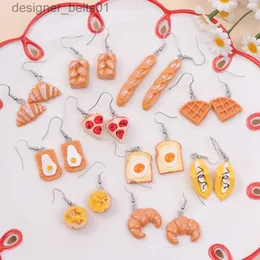 Brincos de bolo de lustre de lustre para mulheres quedas de resina personalizadas feitas de garotas fofas de pão engraçado biscoitos biscoitos de torta de biscoitos feitos à mão bronicsl231219