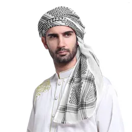Scarves Arab Men's Textured Printed Muslim Turban Hat Oversize Scarfs For Men Silk Women Lightweight