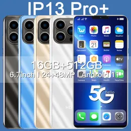 Nouveau téléphone portable Ip13pro pour commerce extérieur transfrontalier, écran à frange de 6.7 pouces, intelligent, Android, fabricants de téléphones portables, entrepôt à l'étranger