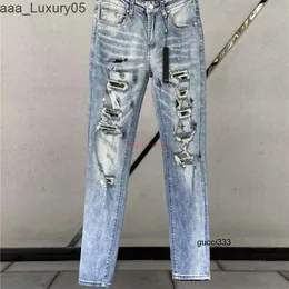 Calças azuis amari Jeans amirl High amirlies Jeans Tendência am Denim amis ies imiri Street Light amiiri Pierced Designer Roupas Masculinas ires Ins Super Stretch Slim Pant LA6K