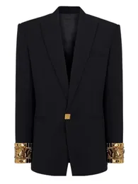 Womens Suits Blazers HIGH STREET est Fashion Designer Jacket Slim Fitting Sleeve Beading Single Button 231218